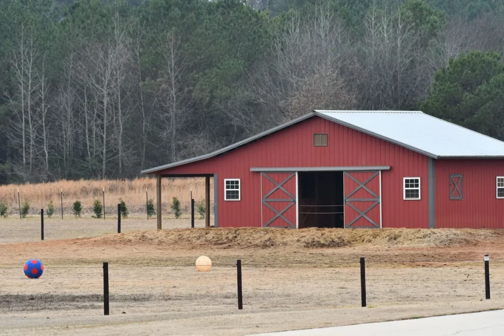 Agricultural buildings constructed on a working farm